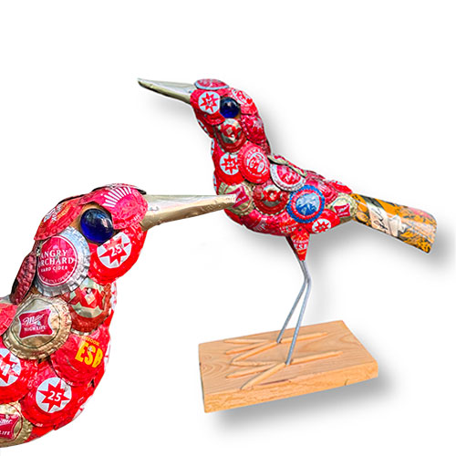 John Richards 11" Medium Red Bottlecap Bird RD5968